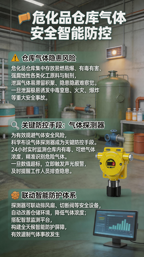 危化品仓库隐患暗藏 气体探测器在线守护